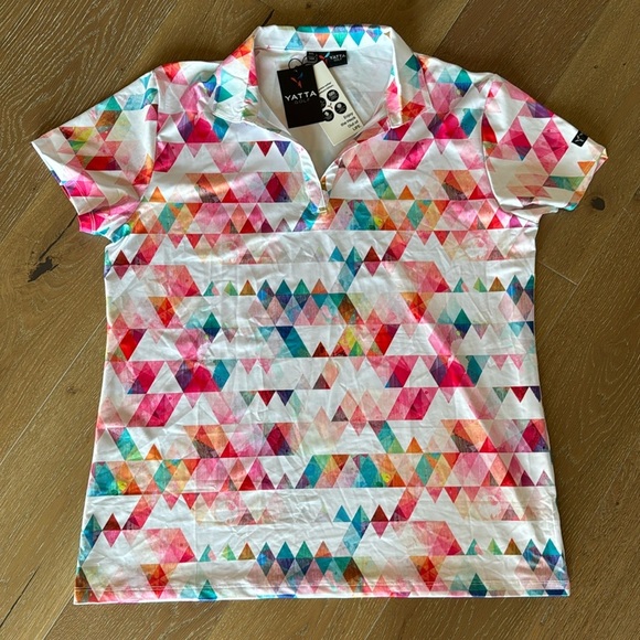 YATTA Tops - NWT Yatta “Colors of Life” Womens Golf Shirt polo 3XL Rainbow activewear Tennis